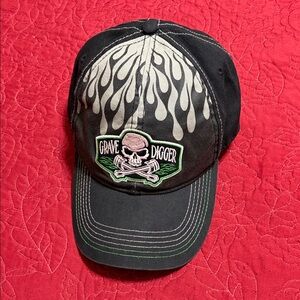 NWOT Embroidered Grave Digger Mens Hat Cap Snapback Black OSFA Monster Jam
